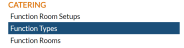 Catering section of the Sales and Catering Configuration Menu with Function Types command selected, NEW look for Skyware